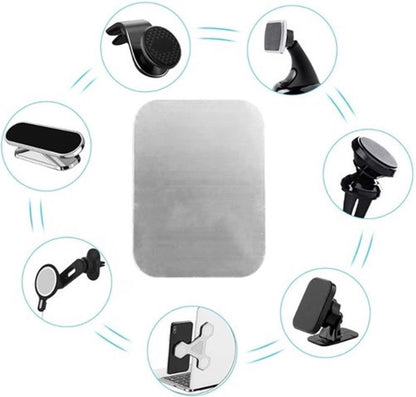 2x Metal Square Plate for Phone | Self-Adhesive Magnetic | Phone Holder | Phone Sticker | Metal Phone Plate | Round | Silver
