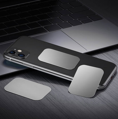 2x Metal Square Plate for Phone | Self-Adhesive Magnetic | Phone Holder | Phone Sticker | Metal Phone Plate | Round | Silver