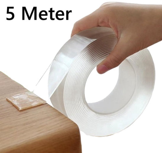 Nano Tape Extra Long! | Double-Sided Tape | Transparent | Reusable | Washable | 5 Meters