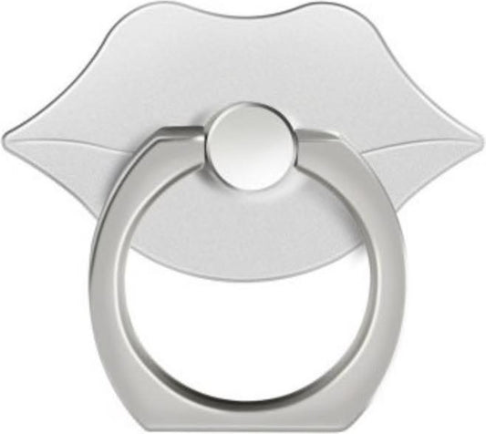 Silver-colored lips Ring finger holder - stand for phone or tablet