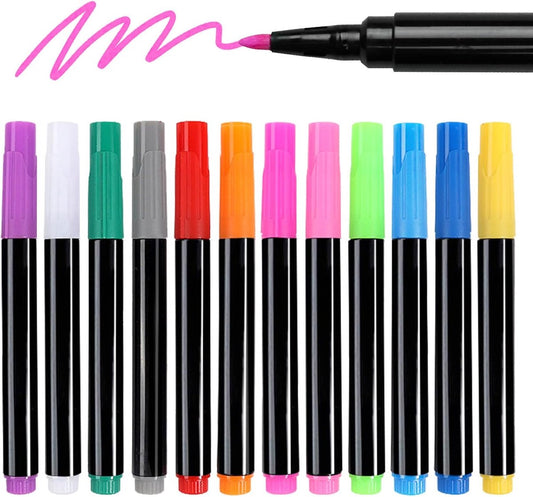 12-color markers - Neon wet/dry erase - For LED notice boards, fine tip