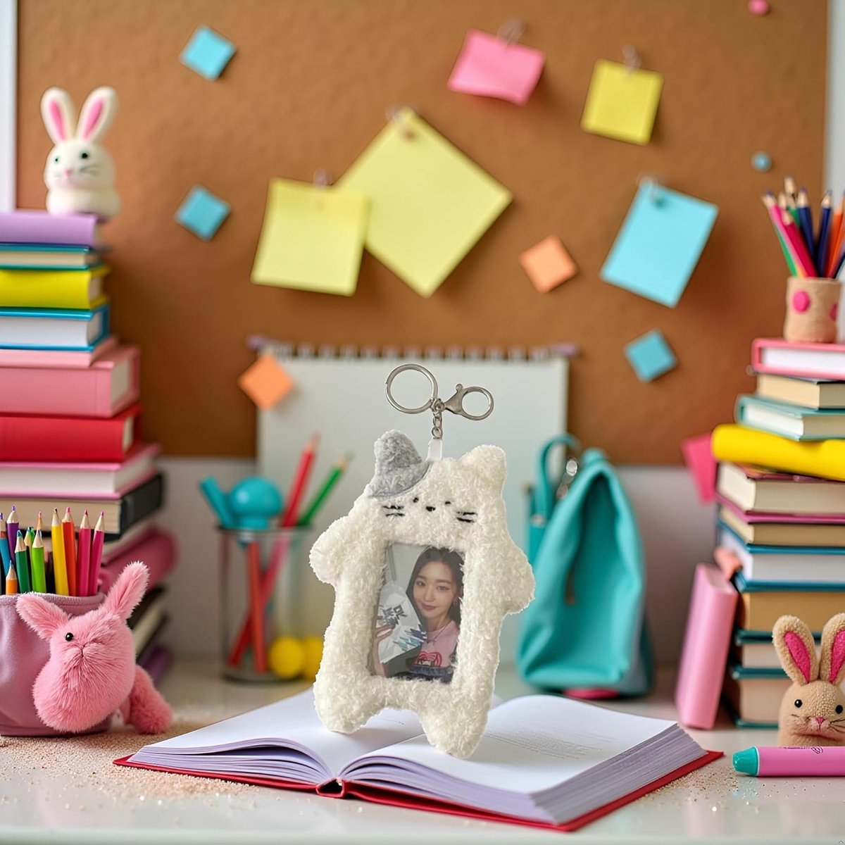 Card Holder Men & Women -Card Holder- Card Holder Cards-1 White Photo Card Holder - Cartoon Plush Photo Card Holder Outdoor Girl - ID Card Holder - Protective Sleeve - Card Holder Student Rabbit Identification Badge Supplies