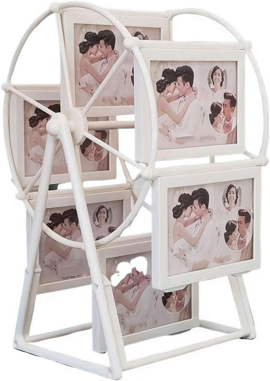 Rotating Photo Frame - 360° Rotating Base - Vintage Embossed Design - Vintage Bronze - Displays 12 Photos - Fits Standard 10x15cm & 12x18cm Prints - Perfect Gift for Wedding, Birthday, Home Decor
