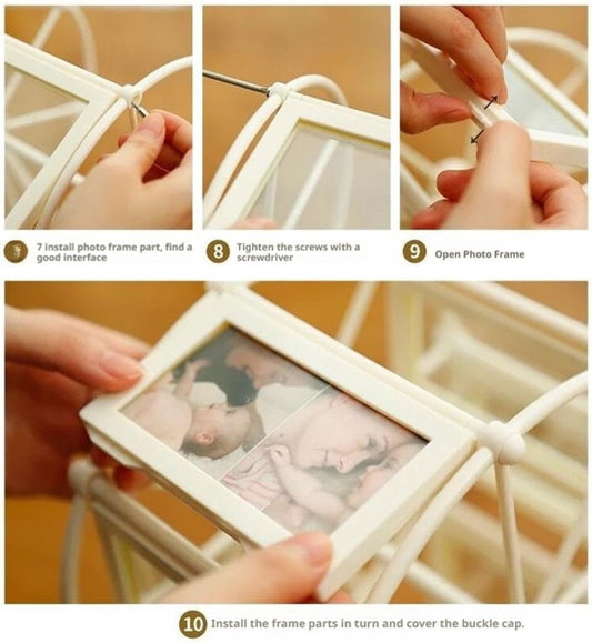 Rotating Photo Frame - 360° Rotating Base - Vintage Embossed Design - Vintage Bronze - Displays 12 Photos - Fits Standard 10x15cm & 12x18cm Prints - Perfect Gift for Wedding, Birthday, Home Decor