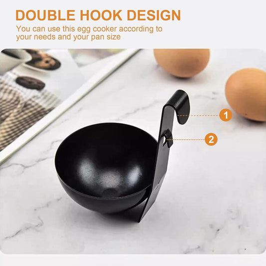 2-piece egg cooker - Stainless steel pan for poached eggs with hanging cups - Non-stick cookware for soft-boiled eggs and breakfast