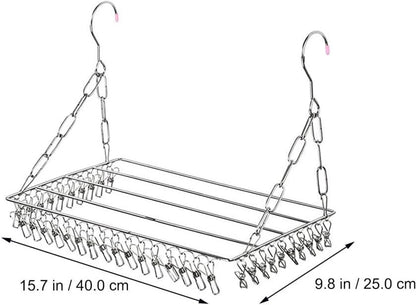 Drying Rack - 36 Stainless Steel Clips - Reinforced No Deformation - Socks and Underwear Drying Rack for Home Laundry Room