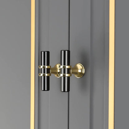 Cabinet Knobs - Drawer Knobs and Handles - 2 Pieces - Black and Gold, Single-Drill Design - Zinc Alloy - Suitable for Kitchen, Dressing Table, and Other Furniture