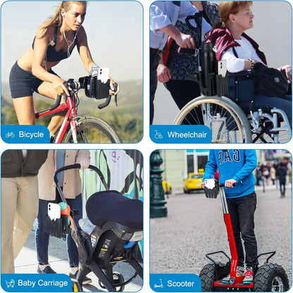 Stroller cup holder - Bicycle cup holder - Universal cup holder - 2-in-1 cup holder and phone holder - Suitable for strollers, bicycles, walkers, and wheelchairs