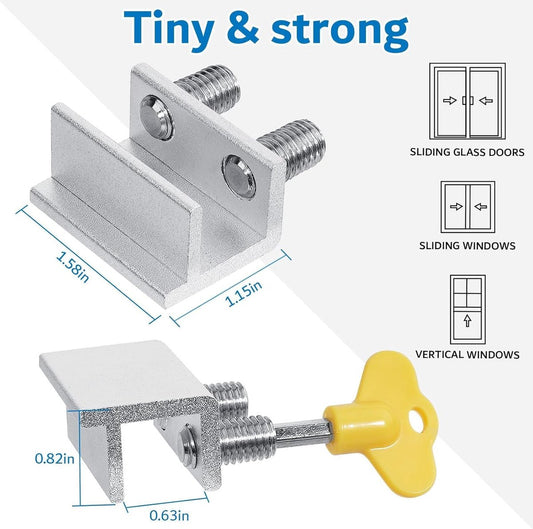 Sliding window locks - Horizontal & up/down - 4 sets silver