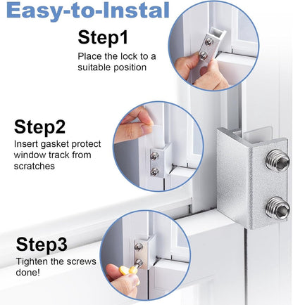 Sliding window locks - Horizontal & up/down - 4 sets silver