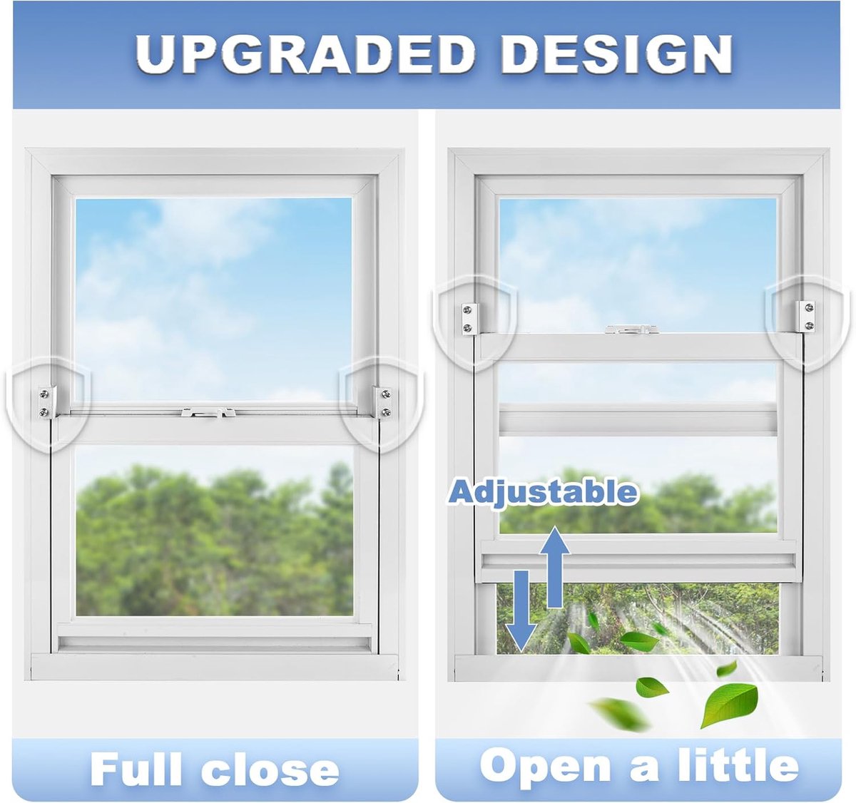 Sliding window locks - Horizontal & up/down - 4 sets silver