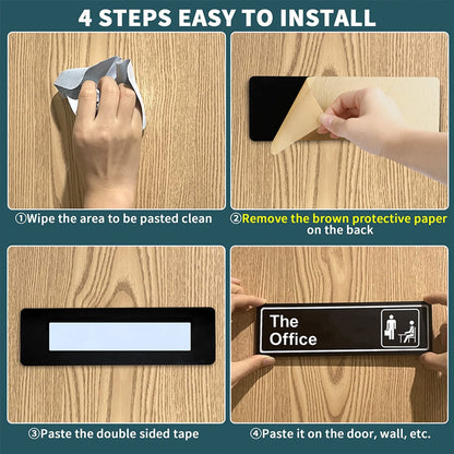 Acrylic Door Panel – Self-Adhesive, 3.2×9×0.2 inches, Black & White