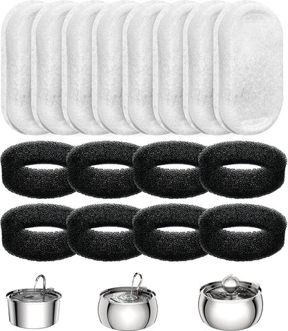 Filter cartridges - For pet water dispensers - including 8 cat fountain filters and 8 pump sponges