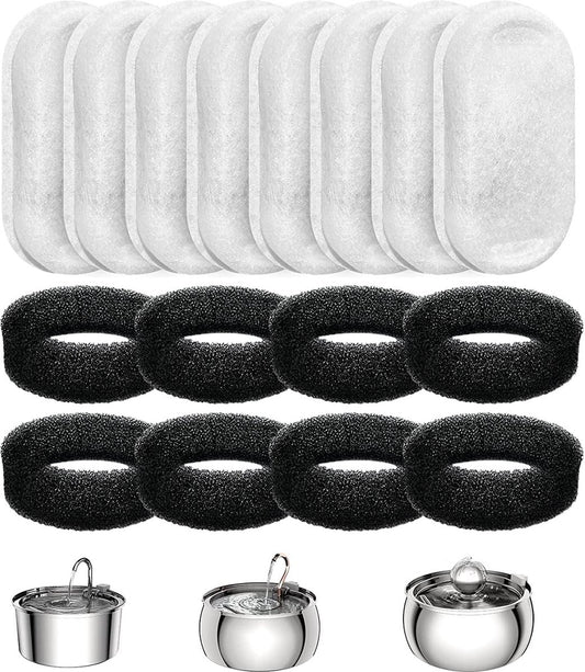 Filter cartridges - For pet water dispensers - including 8 cat fountain filters and 8 pump sponges