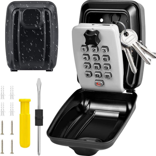 Waterproof Secure Key Box - Wall-Mounted Key Box - Indoor & Outdoor Key Safe - Secure Wall-Mounted Key Box - Combination Lock - Share Access to Your Keys in Complete Safety - Stainless Steel