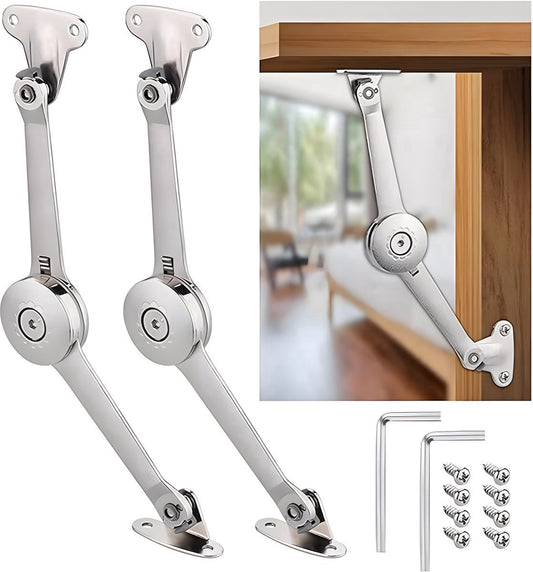 Flap Hinge - With Screws and Allen Key - High Load Capacity - 2 Pieces - Nickel-Plated - Support - Kitchen Cabinet Hinge - Furniture Hinge - Overlay Hinge - Hinge - Flap Supports - Lid Support Hinge - Sturdy & Durable