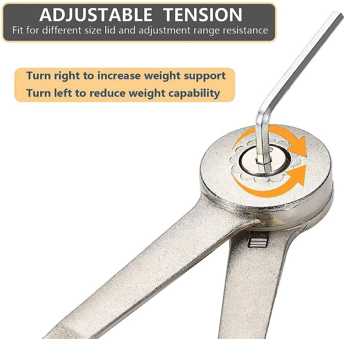 Flap Hinge - With Screws and Allen Key - High Load Capacity - 2 Pieces - Nickel-Plated - Support - Kitchen Cabinet Hinge - Furniture Hinge - Overlay Hinge - Hinge - Flap Supports - Lid Support Hinge - Sturdy & Durable