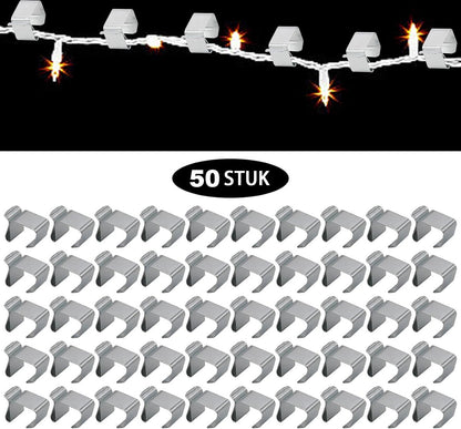 50 Pieces - Christmas Lights Gutter Hooks - Christmas Lights Roof Hooks - Christmas Lights Clips - Christmas Lights Gutter Hangers Seasonal Lighting Hooks For Outdoors For Christmas Lights Kitchen - Stainless Steel Clamp Metal Cable Clamp - Cable Clips -