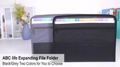Project Folder - A4 - Foldable File Folder with Tabs - 13 Compartments - Storage Folder/Sorting Folder - Compartment Folder - Durable Plastic Document Folder - Writing Folder with Zipper - Conference Folder - Work Folder - Document Folder - Blue - Portabl