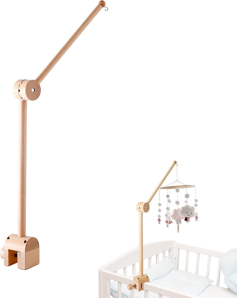 Playpen Mobile - Mobile Holder - Crib Mobile - Wooden Baby Mobile Holder - Wooden Musical Mobile Holder - Wooden Baby Mobile Holder - Wooden Playpen Mobile Holder - Baby Room Decoration - Adjustable Arm for Playpen - Easy to Mount - Adjustable - For Playp