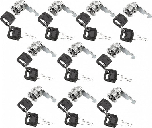 Tilt Lock - 10 Pieces - Locker Lock - Letterbox Lock - 16 mm - Includes 20 Keys - Furniture Lock - Drawer Lock - Small Lock with Keys - Sturdy Letterbox Lock - Protect Your Privacy - 10-Piece Value Set