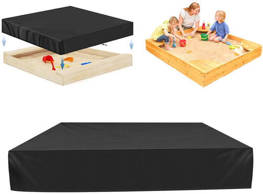 Waterproof Sandbox Cover - 120 x 120 x 20 cm - Dustproof Sandbox Cover with Drawstring - Oxford Fabric - Toy Sandbox Cover - for Pool, Patio, Garden - Black