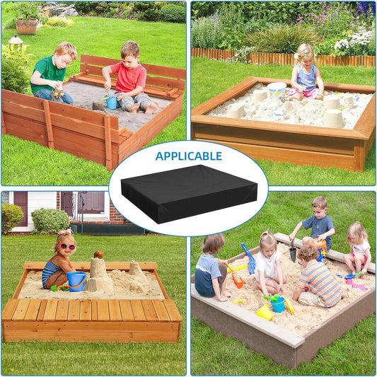 Waterproof Sandbox Cover - 120 x 120 x 20 cm - Dustproof Sandbox Cover with Drawstring - Oxford Fabric - Toy Sandbox Cover - for Pool, Patio, Garden - Black