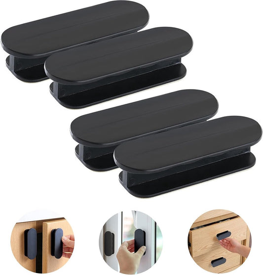 Sliding Door Handle - 4 Pieces - Cabinet Handles - Furniture Handles - Drawer Handles - Door Handles - Cabinet Handles - Furniture Handle - Kitchen Handle - Furniture Hardware - Self-Adhesive - No Drilling Required - Handle for Wardrobe - For Kitchen/Slid