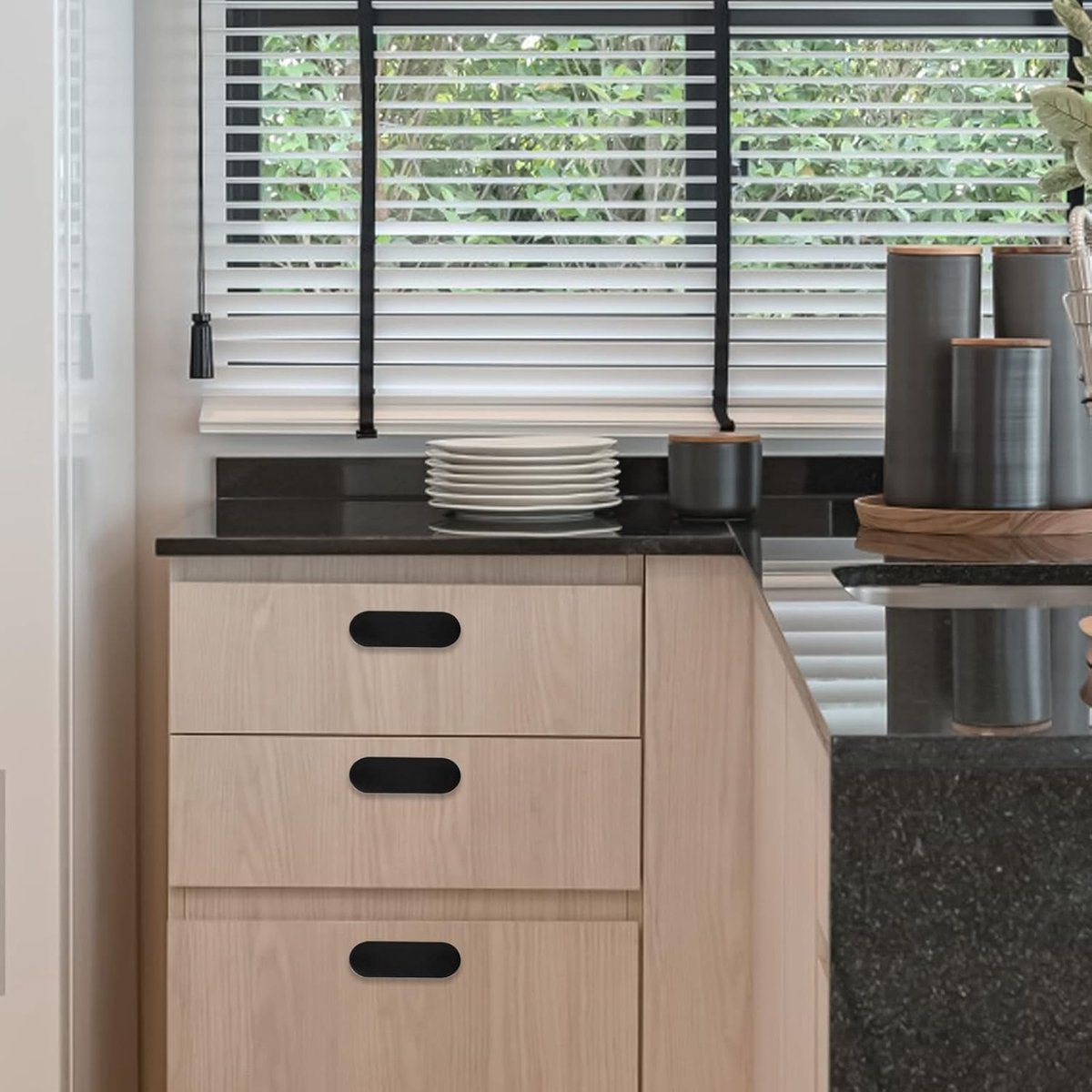 Sliding Door Handle - 4 Pieces - Cabinet Handles - Furniture Handles - Drawer Handles - Door Handles - Cabinet Handles - Furniture Handle - Kitchen Handle - Furniture Hardware - Self-Adhesive - No Drilling Required - Handle for Wardrobe - For Kitchen/Slid