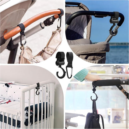 4 Stroller Bag Hooks - Bag Hook - Stroller Straps - Buggy Hook - Stroller Hooks - Multifunctional Velcro Hook - Large - Stroller Bag Hooks - Shopping Hook - Universal Bag Hook - Buggy Bag Hooks - Buggy Accessories