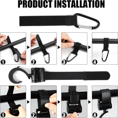 4 Stroller Bag Hooks - Bag Hook - Stroller Straps - Buggy Hook - Stroller Hooks - Multifunctional Velcro Hook - Large - Stroller Bag Hooks - Shopping Hook - Universal Bag Hook - Buggy Bag Hooks - Buggy Accessories