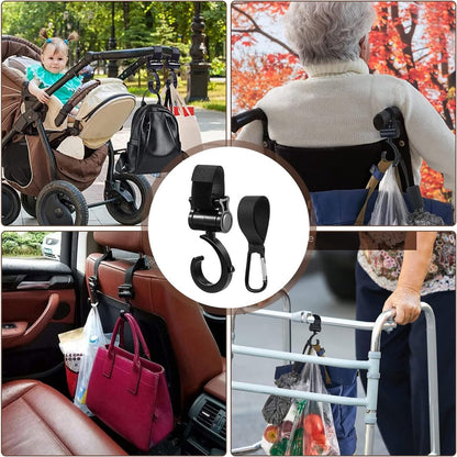 4 Stroller Bag Hooks - Bag Hook - Stroller Straps - Buggy Hook - Stroller Hooks - Multifunctional Velcro Hook - Large - Stroller Bag Hooks - Shopping Hook - Universal Bag Hook - Buggy Bag Hooks - Buggy Accessories