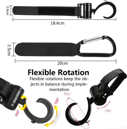 4 Stroller Bag Hooks - Bag Hook - Stroller Straps - Buggy Hook - Stroller Hooks - Multifunctional Velcro Hook - Large - Stroller Bag Hooks - Shopping Hook - Universal Bag Hook - Buggy Bag Hooks - Buggy Accessories