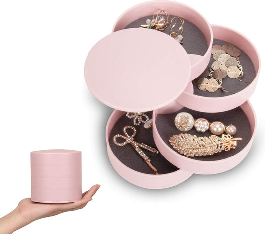 Jewelry Box - Jewel Case - 4 Tiers - Small Jewelry Box - Jewelry Pouch - Jewelry Storage Box - Jewelry Box - Jewelry Organizer - Watch Box - Bijouterie Box - Small Jewel Chest - Jewelry Holder - Suitable For Watches And Jewelry - Pink