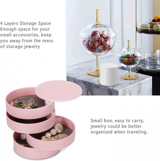 Jewelry Box - Jewel Case - 4 Tiers - Small Jewelry Box - Jewelry Pouch - Jewelry Storage Box - Jewelry Box - Jewelry Organizer - Watch Box - Bijouterie Box - Small Jewel Chest - Jewelry Holder - Suitable For Watches And Jewelry - Pink
