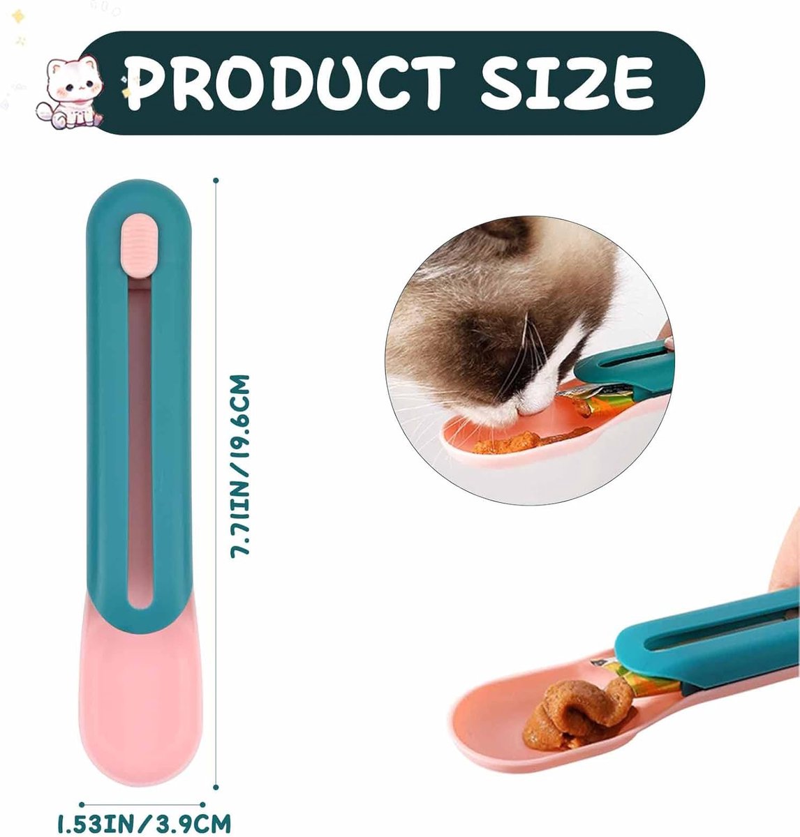 Cat Treats Spoon - 2 Pieces - Cat Food Bowl - Cat Food Bowl - Feeding Spoon - Cat Bar Spoon - Cat Treats Spoon - Snack Spoon for Pets - Feeder Dispenser - Cat Treats Spoon - Cat Food - Adjustable - For Squeezing Out Puree and Snacks