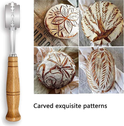 Dough Knife - Blade - Blade Knife - Dough Knife - Baguette Knife - With 5 Blades And Storage Case - Wooden Handle - Bread Knife - Baguette Knife - Baking Enthusiast