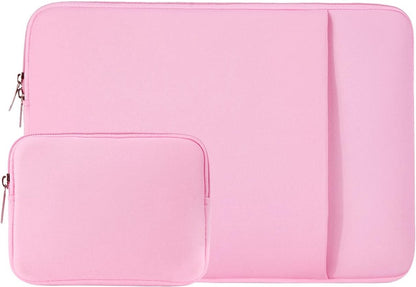 Laptop Case / Sleeve - 15.6 Inch - 2-Piece Extra Compartment - Laptop Sleeve with Pouch - Women's / Men's Laptop Bag - Macbook Case with Zipper - Laptop Sleeve - Laptop Case - Laptop Cover - Pink - Shockproof - Scratchproof - Durable