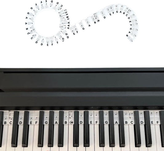 Removable Silicone Piano Stickers - 88 Keys - Key Guide - Keyboard Stickers - Reusable - Learn Music Notes Easily - Learn to Play Strip - Includes Storage Box - For Beginners