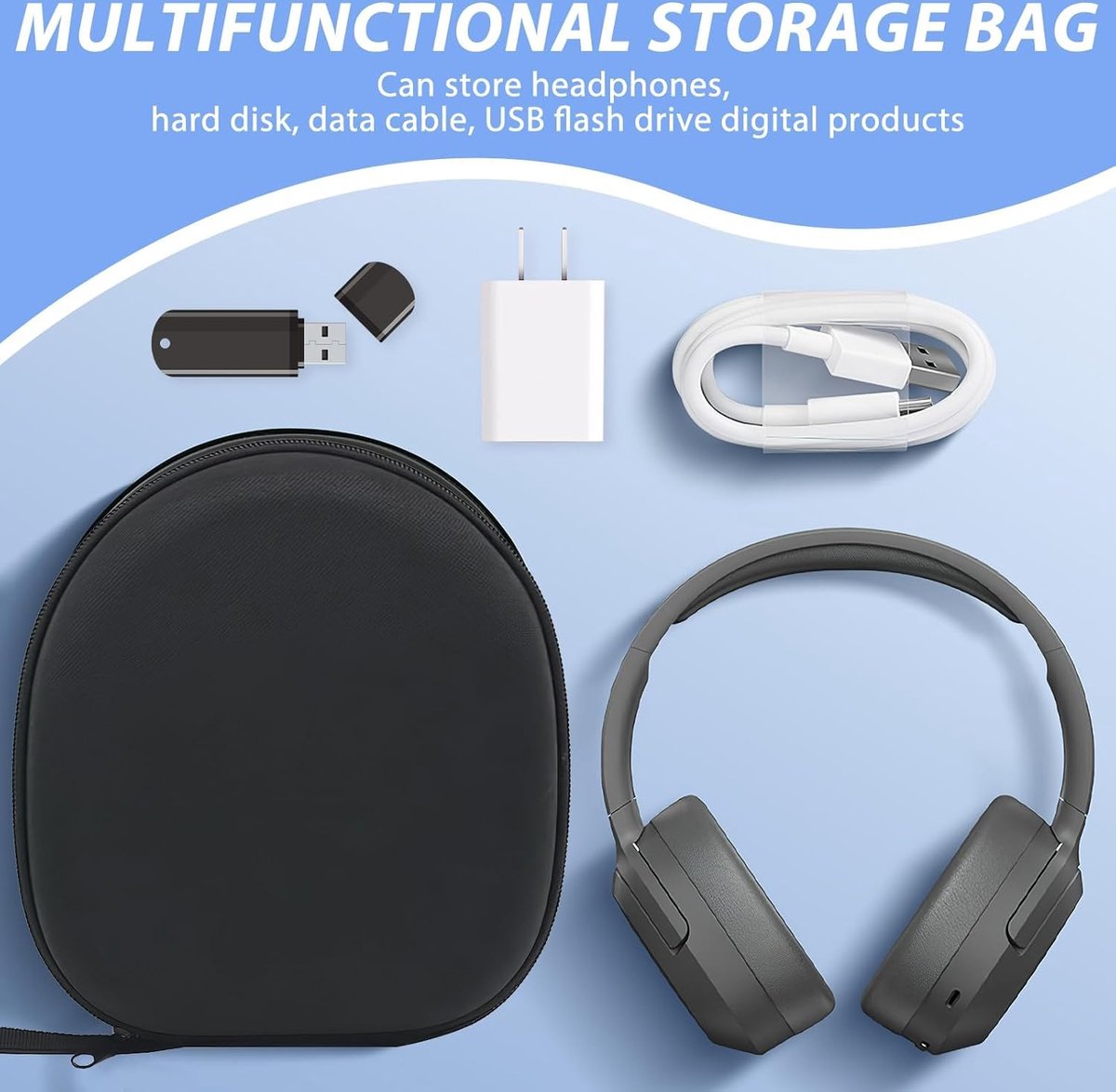 Headphone Case - Hard Protective Case - Headphone Case - Headphone Case - Headphone Cover - Protective Case - Carrying Case - On-Ear/Over-Ear - Waterproof - Shockproof - For Most Brands/Bluetooth/HiFi/Wired Headphones/Gaming Headset - Black