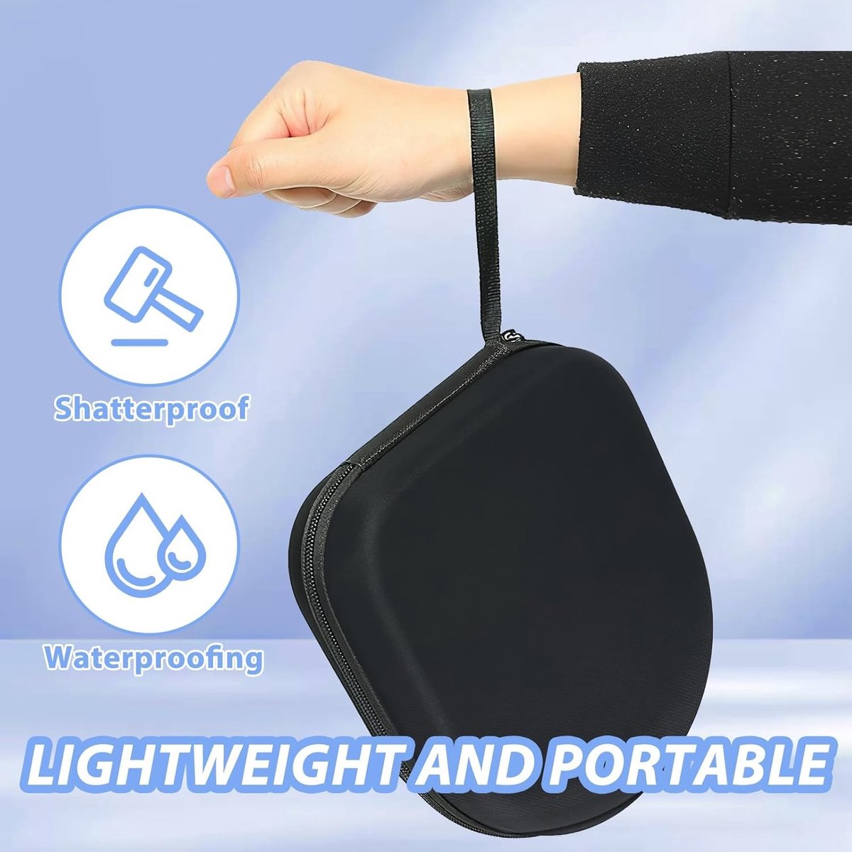 Headphone Case - Hard Protective Case - Headphone Case - Headphone Case - Headphone Cover - Protective Case - Carrying Case - On-Ear/Over-Ear - Waterproof - Shockproof - For Most Brands/Bluetooth/HiFi/Wired Headphones/Gaming Headset - Black