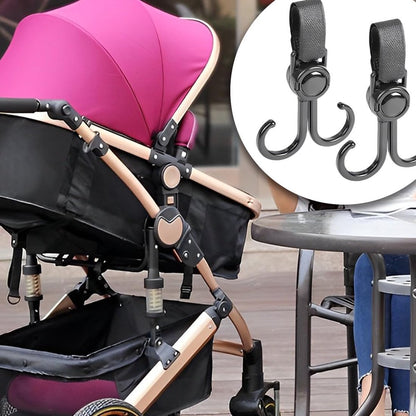 Stroller Bag Hooks - 6 Pieces - Bag Hook - Bag Hanger - Buggy Hooks - Baby Stroller - Diaper Bag Hook - Shopping Hook - Hooks for Bags - Universal Hook - Buggy Hook - Extra Sturdy - For Stroller, Buggy, Wheelchair - Black