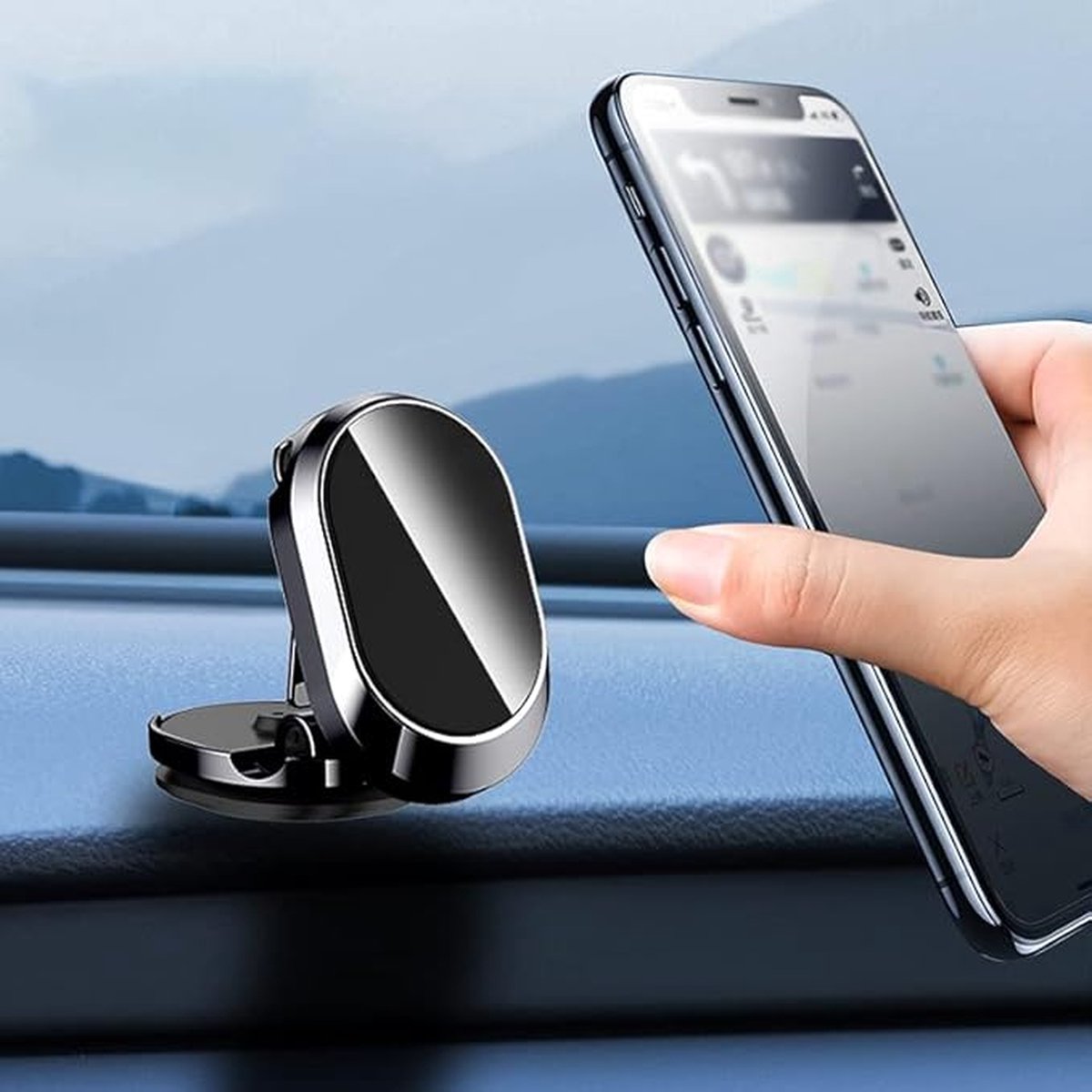 Magnetic Car Phone Holder - Magnetic Car Phone Holder - Foldable Multi-Angle Rotation - 360 Degree Rotatable Magnetic Phone Holder - For Mobile Phones / Smartphones In The Car - Universal Magnetic Release - Black
