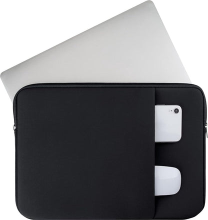 Laptop Sleeve / Pouch - 15.6 Inch - 2-Piece Extra Compartment - Laptop Sleeve with Pouch - Women's / Men's Laptop Bag - Macbook Case with Zipper - Laptop Sleeve - Laptop Case - Laptop Cover - Black - Shockproof - Scratchproof - Durable