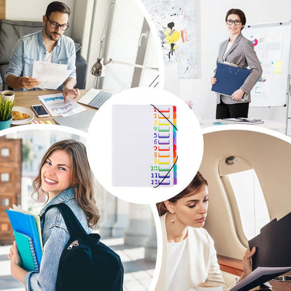A4 Expandable Project Folder - A4 Sorting Folder - 12 Compartments - File Folder with Tabs - Compartment Folder - Desk Folder - Storage Folder - Document Folder - Work Folder - Clear Classification - White