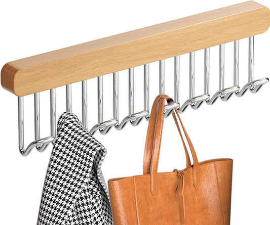 Clothes Hangers - Clothes Rod - Extendable - Hook Extendable Clothes Hanger - Non-Slip Coat Racks With 8 Hooks - Multifunctional Hanger - Multifunctional Sliding Rack - For Bras, Ties, Tank Top, Scarf, Jewelry - 31x8 Cm - 1 Piece