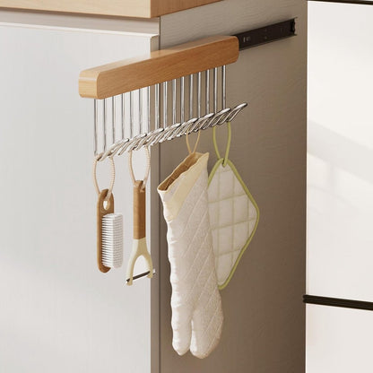 Clothes Hangers - Clothes Rod - Extendable - Hook Extendable Clothes Hanger - Non-Slip Coat Racks With 8 Hooks - Multifunctional Hanger - Multifunctional Sliding Rack - For Bras, Ties, Tank Top, Scarf, Jewelry - 31x8 Cm - 1 Piece