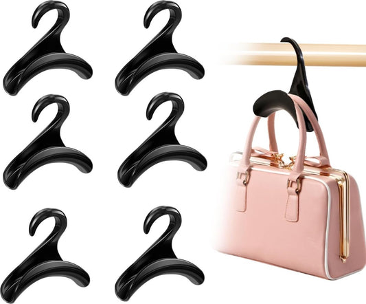 Bag Hanger - 6 Pieces Handbag Hooks for Wardrobe - Hangers - Handbag - Clothes Hanger - Bags - Handbag Hanger - Handbag Hanger for Closet - For Hanging Bags, Wallets, Handbags, Belts, Scarves, Hats, Clothing - Black