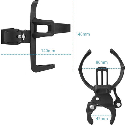 Bicycle Cup Holder - Bicycle Bottle Holder with Clamp - Universal Stroller Cup Holder - Buggy Cup Holder - Can Holder - Stroller Cup Holder - Wheelchair Cup Holder - 360° Rotation - For Bicycles, Mountain Bikes, Strollers, and Wheelchairs - Black