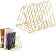 Magazine Rack - Record Rack - Mail Organizer - Steel Triangle Mail and Book Rack - Newspaper Holder - Mail Organizer - Reading Tray - Magazine Holder - Newspaper Rack - Magazine Bin - Freestanding - Storage for Mail, Magazines, and Books - Gold - Metal